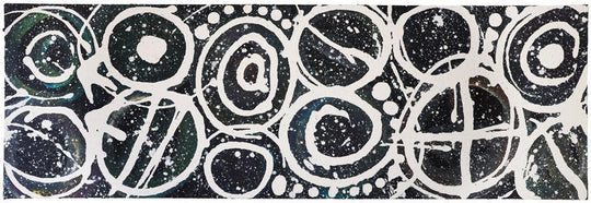 Silent Glyphs AR Painting – Aboriginal artwork with intricate linework, earthy tones, and augmented reality integration.