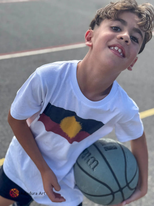 Kids Aboriginal Flag Tee — Adjadura Studio