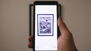Nharangga Totems AR Print with augmented reality feature activated, displaying interactive cultural storytelling elements.